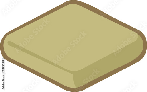 This image shows a single isometric green floor cushion with soft edges, commonly used in traditional Japanese seating arrangements.