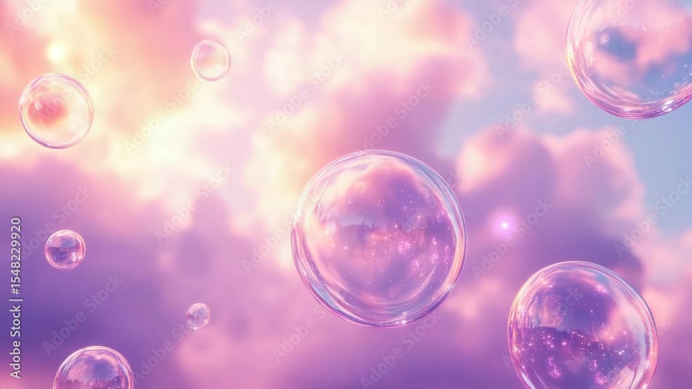 custom made wallpaper toronto digitalFloating Bubbles in a Pastel Pink and Purple Sky