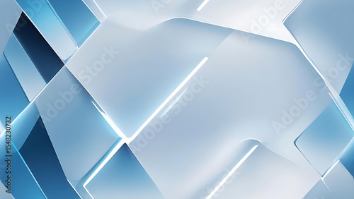 Abstract geometric glass pattern with blue tones, futuristic tech background