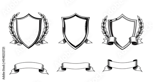 shield and laurel wreath, laurel wreath emblem, shield badge logo, victory shield symbol, honor crest emblem, award shield design, classic laurel wreath badge, achievement shield icon, protection shie