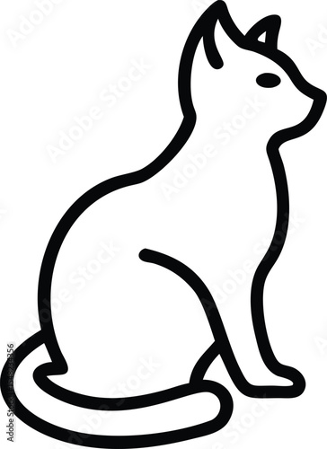 Adorable Cat Illustration Line Art of a Sitting Feline