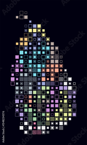 Sri Lanka, shape of the country build of colored cells. Digital style map of the Sri Lanka on dark background. Large size square blocks. Stylish vector illustration.