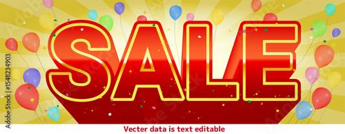 Balloons, confetti and glitter title design_SALE_gold