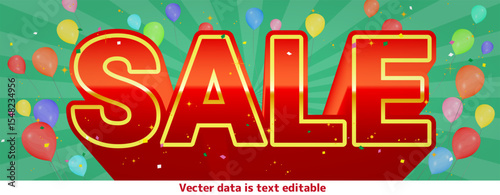 Balloons, confetti and glitter title design_SALE_green
