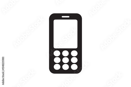 Phone vector icon silhouette with white background.