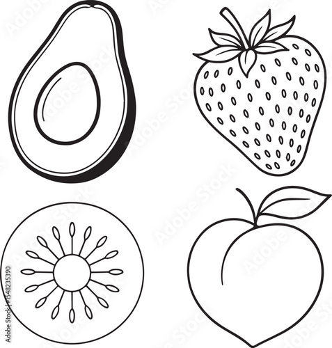Fully Editable  4 fruits set