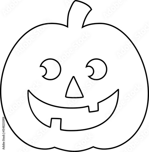Cute Halloween pumpkin outline vector isolated.
Jack o lantern pumpkin for halloween coloring page. 
Transparent background. SVG.