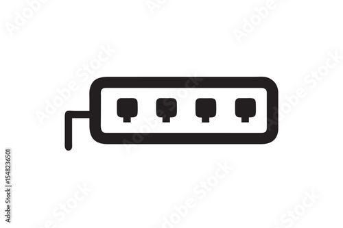 Power strip icon silhouette on white background.