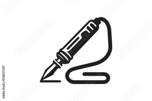 Soldering Iron icon silhouette on white background.