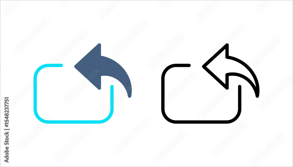Black go back return arrow icon set., simple vector u turn shape pointer flat design pictogram concept vector for app ads web banner button ui ux interface elements isolated on white background
