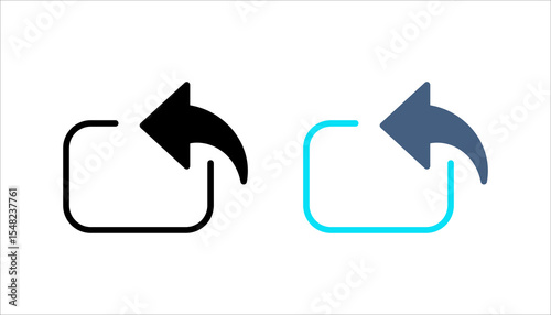 Black go back return arrow icon set., simple vector u turn shape pointer flat design pictogram concept vector for app ads web banner button ui ux interface elements isolated on white background
