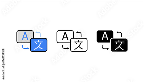 Language translation sign icon set. Dictionary. For mobile app. Vector EPS 10. Isolated on white background
