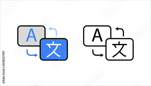 Language translation sign icon set. Dictionary. For mobile app. Vector EPS 10. Isolated on white background
