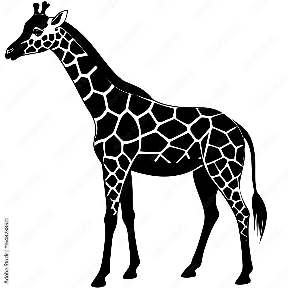 Fototapeta premium Giraffe silhouette isolated on white background