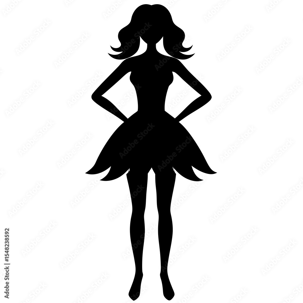 Silhouette of a fairy girl isolated on white background Silhouette of a fairy girl isolated on white background