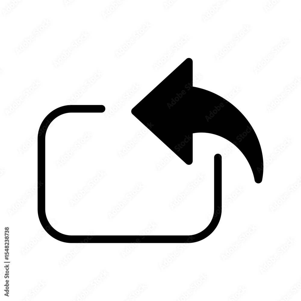 Black go back return arrow icon, simple vector u turn shape pointer flat design pictogram concept vector for app ads web banner button ui ux interface elements isolated on white background

