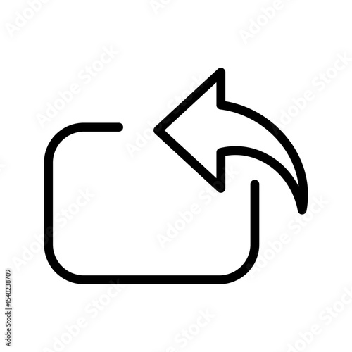 Black go back return arrow icon, simple vector u turn shape pointer flat design pictogram concept vector for app ads web banner button ui ux interface elements isolated on white background
