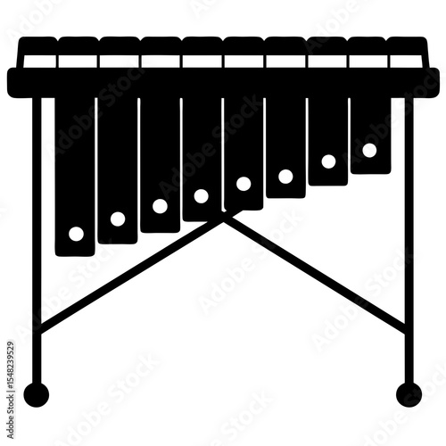 A black silhouette of a marimba isolated on white background