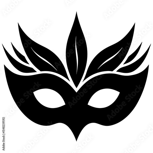 An elegant black and white masquerade mask is isolated on white background