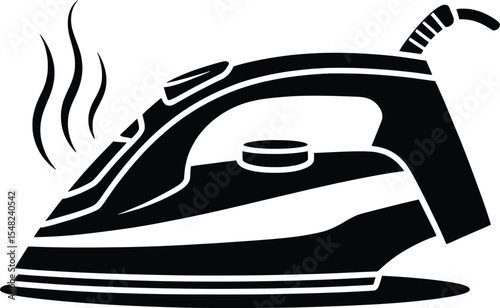 Electric Iron Vector Art, Retro Household Appliance Illustration.