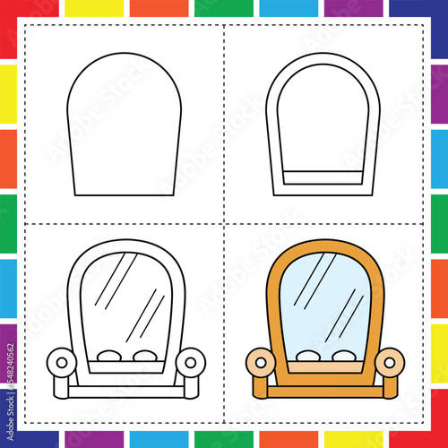 Easy Step by Step Guide to Draw a Mirror for Kids Coloring Fun