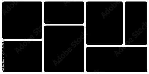 Template photo collage 7 pictures empty style, moodboard, album vector