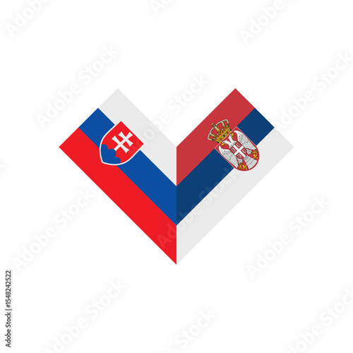 friendship concept. heart shape icon of slovakia and serbia flags. vector illustration isolated on white background
