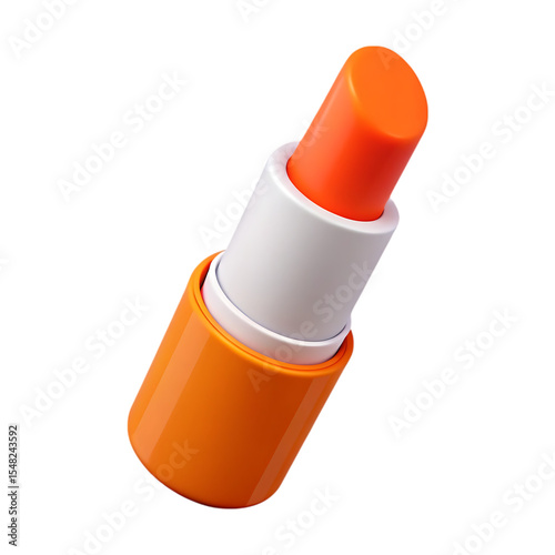 3d orange and white lipstick isolated on transparent background