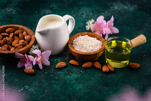 Almond alternative milk, oil and flour