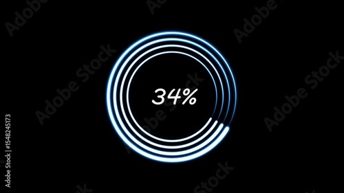 Futuristic operation radio waves signal target animation. Glowing neon colorful circle. Searching process in futuristic, radar system monitoring is looking for objects on black background.