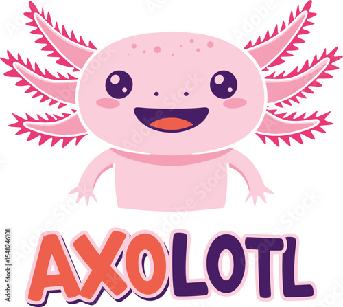 Funny cartoon Axolotl Illustration