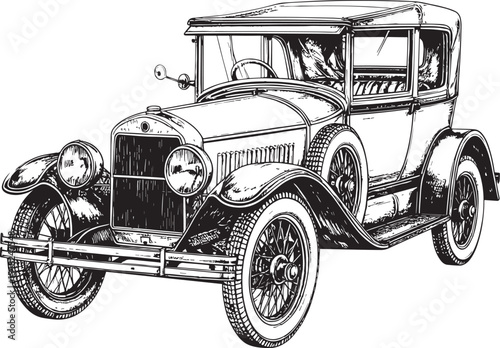 Retro Automobile Hand-Drawn Illustration