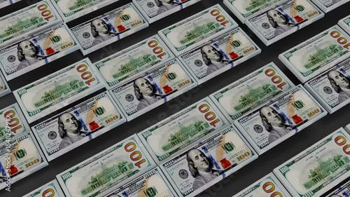 100-dollar bills animation. USD Currency.  