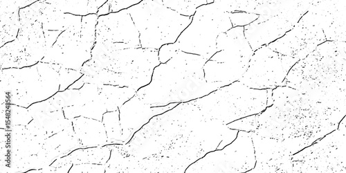 "Cracked dry earth texture background with white surface and black fracture lines. Ideal for drought, climate change, desert, or grunge design themes in nature, environment, or abstract projects"