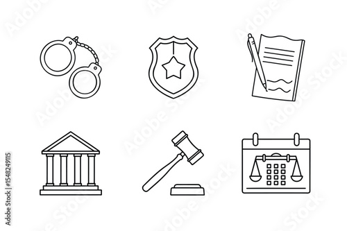 law and justice icons set