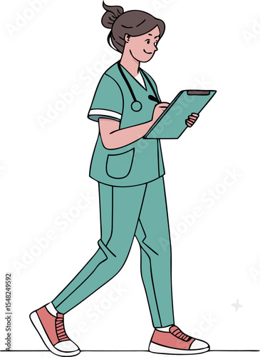  female nurse vector illustration in medical unifor. vector 