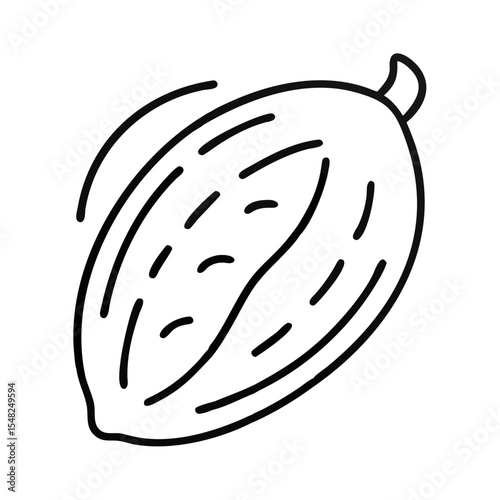 Cocoa bean icon in minimalist line art style for World Chocolate Day  