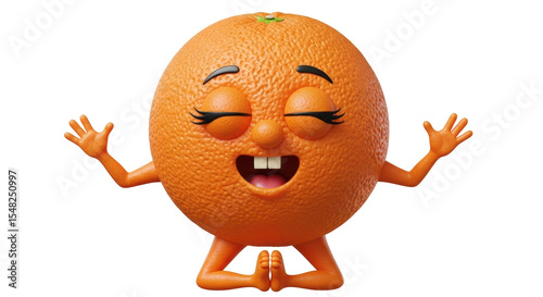 Isolated Orange Character Cartoon Yoga
