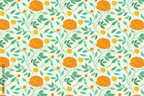 smooth floral outline pattern with trendy seamless arrangement and delicate flower sketches for kitchen wear and textile design

