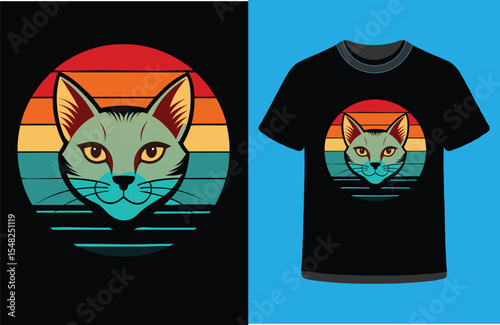 A simple t shirt design featuring a Drawing of cat.
