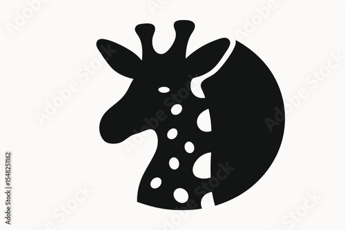 Elegant Giraffe Silhouette Vector Illustration of a Giraffe Head