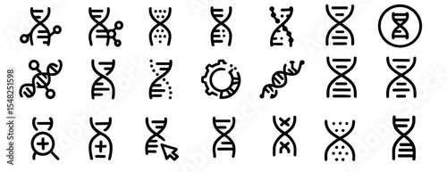 DNA icon set, molecule symbol, chromosome, dna helix, science icon, vector illustration, medical infographic, lab icon, research symbol, genome map, scientific diagram, png.