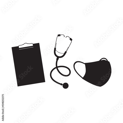 Stethoscope, medical icon. Blood pressure gauge, Illustration Vector graphic