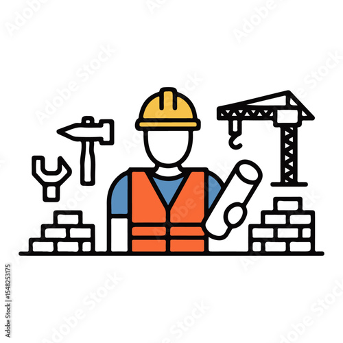 high quality construction site line icon set   photo