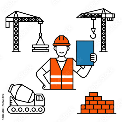 high quality construction site line icon set  