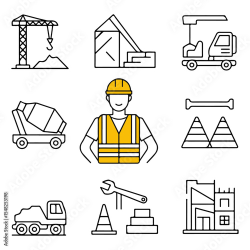high quality construction site line icon set   photo