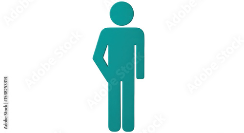 Isolated Teal Stick Figure