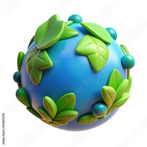 3d rendered stylized earth with lush green foliage