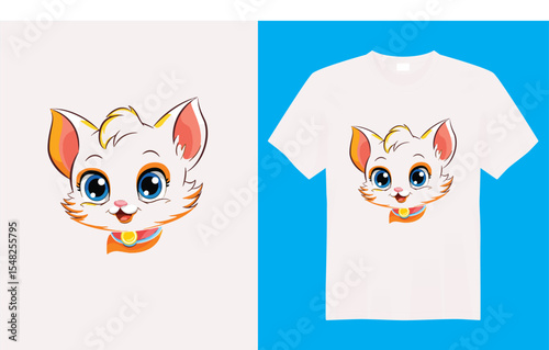 This cat-themed t-shirt design features a playful and stylish feline illustration that’s perfect for cat lovers. With a fun and quirky vibe, it’s ideal for casual wear. The design blends cuteness and 