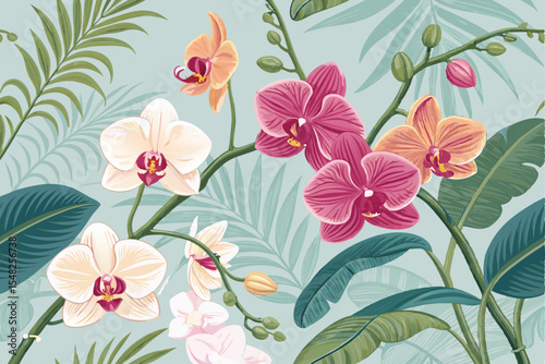 Wallpaper Mural Seamless Floral Pattern with Vibrant Blossoms and Delicate Leaves for Elegant Textile and Wallpaper Designs Torontodigital.ca